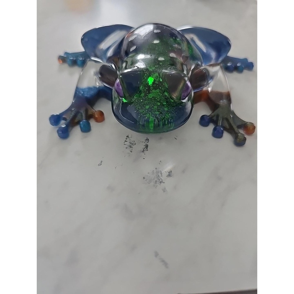 Resin Frog Home Decor Figure Handmade 717 Green Blue